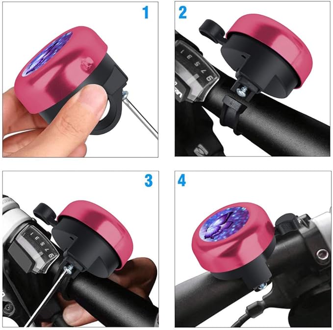 MZELQ Bicycle Bell Cute Clear Sound Adjustable Size Aluminum Bike Accessories Bell Ring for Girls Women Kids Adults