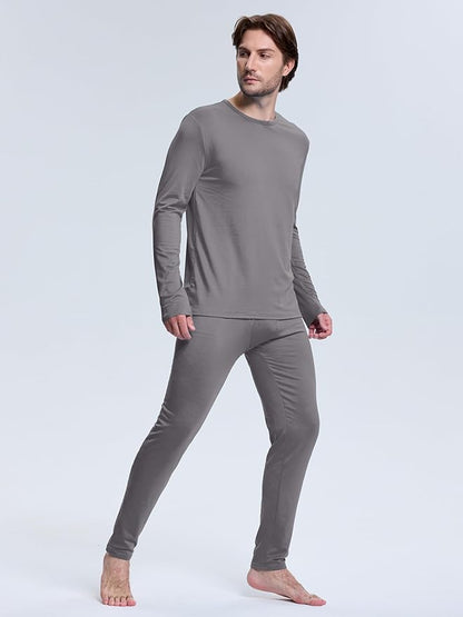 VZV Thermal Underwear for Men Fleece Lined Long Johns for Mens Thermals Top and Bottom Set Soft Base Layer for Winter