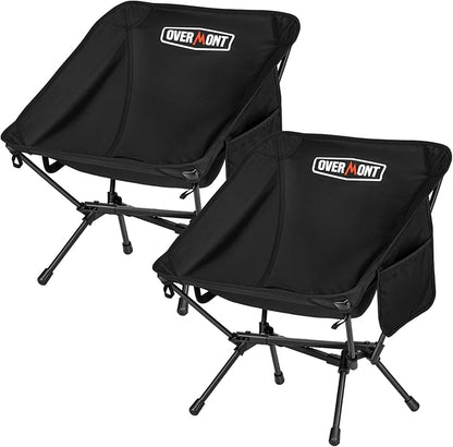 Overmont Ultralight Portable Camping Chair- Lightweight Folding Backpacking Chair, Support up to 330Lbs Compact Beach Chair for Adults with Carry Bag for Backpack Hiking Fishing Outdoor Camp 2pcs