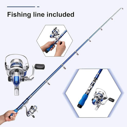 Mini Spinning Reel & Rod Combos with Telescopic Fishing Rod Reel Lures Fishing Line Set Fishing Combos for Kids/Beginners