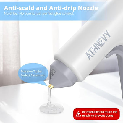 Cordless Hot Glue Gun 4V 20W, 10s Fast Preheat, 30PCS Mini Glue Sticks 7x100mm, Type-C Rechargeable, Anti-Drip, Auto-Off, for DIY Crafts, Repair, Decoration (White)