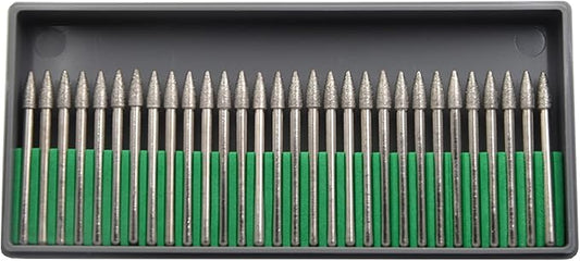 30Pcs 4mm Tree,3mm Shaft,Diamond Stone Abrasive Burs Burr Grit Bits for Rotary Tool Grinding Head Jewelry Lapidary Woodworking (Tree 4mm)