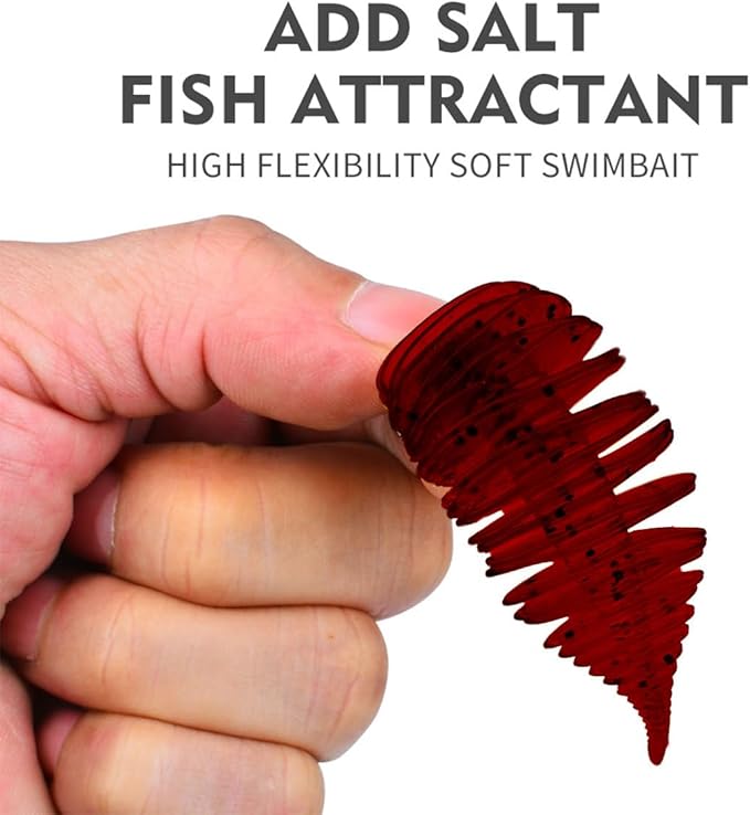 Soft Swimbait Lures, Soft Plastic Fishing Lures Kit, Bass Fishing Lure Swim Baits with 5 Color, Threaded Small Needle Tail for Trout, Crappie, Bass, Redfish, Freshwater, Saltwater