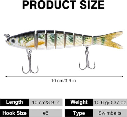 Goture Bass Fishing Lures, Lifelike Jointed Swimbait for Bass Trout Walleye Crappie Pike, Slow Sinking Segment Swimming Bait Fishing Lures for Freshwater and Saltwater, Gifts for Men