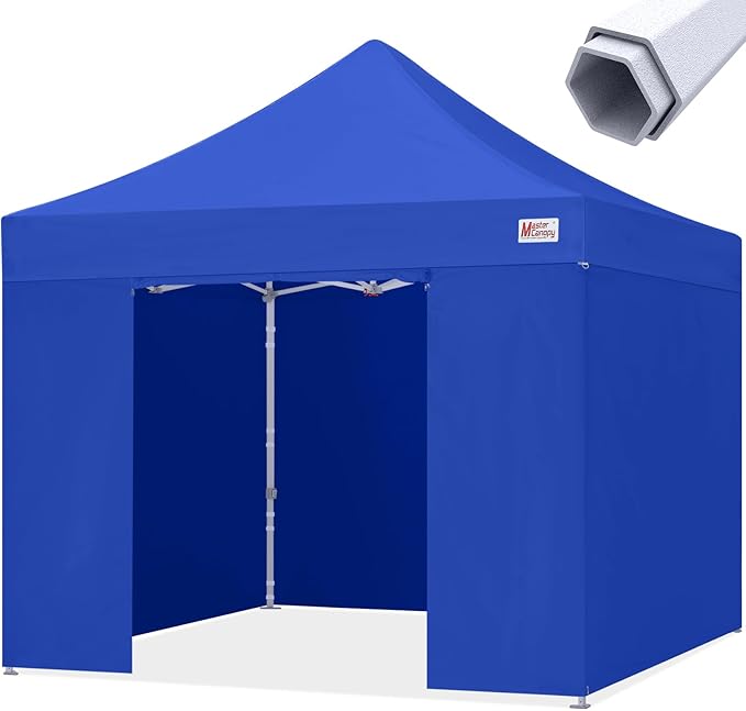 MASTERCANOPY 10x10 Premium Heavy Duty Pop Up Commercial Instant Canopy with Sidewalls(10x10 Blue)