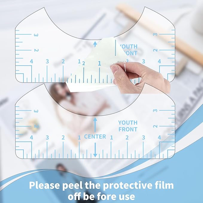 9pcs Tshirt Ruler Guide for Vinyl Alignment, T Shirt Rulers to Center Designs, PVC Measurement Template, Sewing Supplies Accessories Tools for Cricut Heat Press & HTVRONT HTV Transfer Vinyl (Blue)