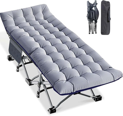 LILYPELLE Folding Camping Cot, Extra Wide Heavy Duty Sleeping Cots with Carry Bag, Double Layer Oxford Portable Travel Camp Cots for Home, Office Nap and Outdoor Beach