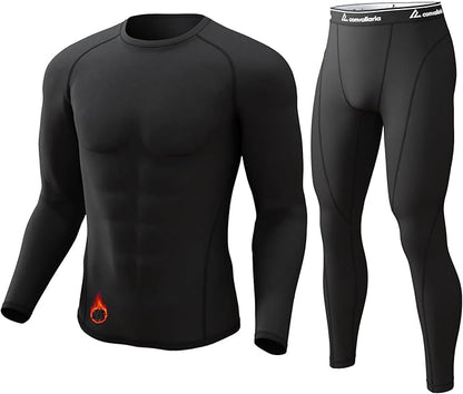 CL convallaria Thermal Underwear for Men Long Johns Fleece Lined Hunting Gear Set Base Layer for Cold Weather XS-4XL