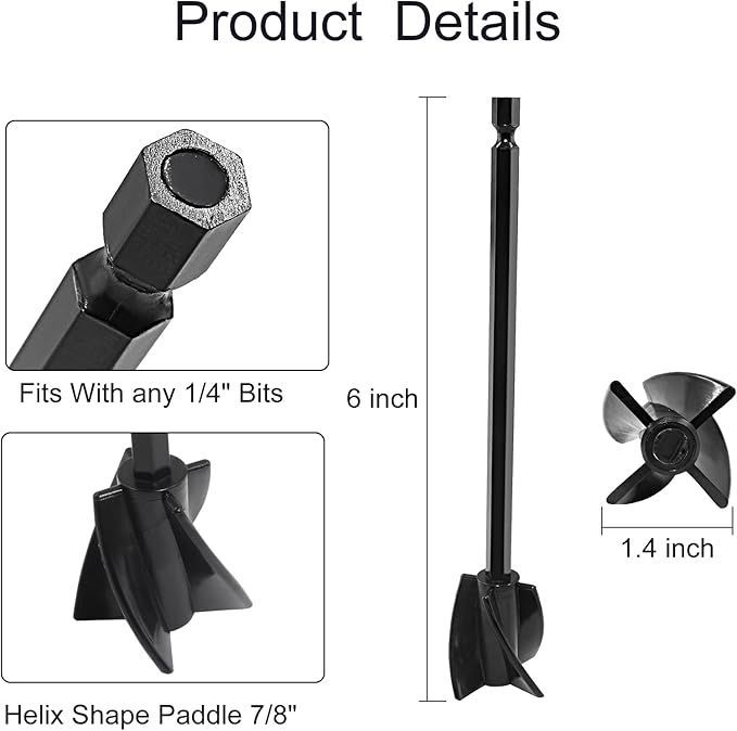 Litoexpe 4 Pcs Resin Mixer Paddles, Epoxy Resin Mixer Paddle Attachment for Powerful Mixing, Reusable Paint Stirrer Drill Attachment for Mixing Resin, Epoxy, Silica Gel Molds (Black)