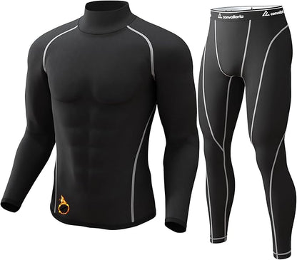 CL convallaria Thermal Underwear for Men Long Johns Fleece Lined Hunting Gear Set Base Layer for Cold Weather XS-4XL