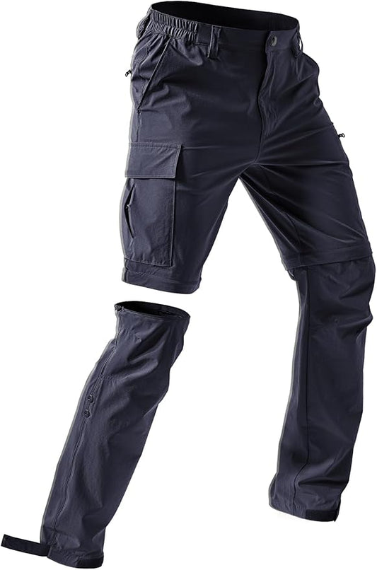 Moosehill Men's-Hiking-Pants Convertible Quick-Dry Water-Resistant Lightweight Zip-Off Outdoor with 5 Deep Pockets