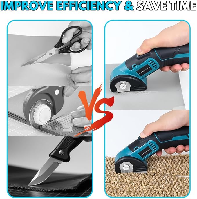Goodcrafter Electric Rotary Leather Cutter Fabric Cutter Cordless Electric Scissors with Replacement Blades,Rechargeable leather Cutting Tool For Leather,Fabric,Cardboard,Carpet