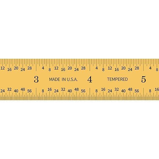 PEC Tools Rigid 6" x 150mm Ruler, Titanium Nitride Coating, Accuracy 1/32“, 1/64”, 0.5mm, 1mm, Suitable for Engineers and Technicians Working Between Imperial and Metric Systems. Made in USA