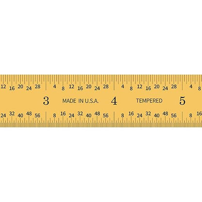 PEC Tools Rigid 6" x 150mm Ruler, Titanium Nitride Coating, Accuracy 1/32“, 1/64”, 0.5mm, 1mm, Suitable for Engineers and Technicians Working Between Imperial and Metric Systems. Made in USA