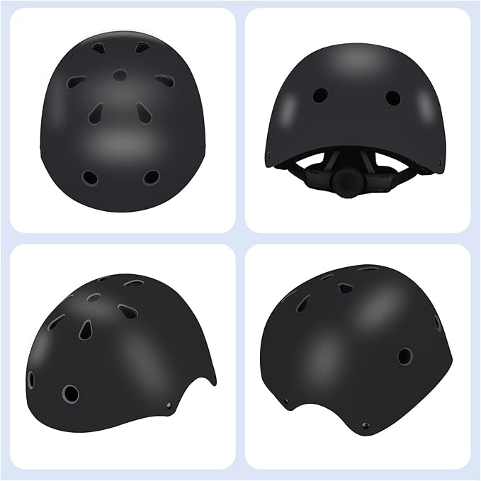 Color Gradient Adjustable Kids Bike Helmet with Knee & Elbow Pads Set | Multi-Sport Safety Gear for Boys & Girls Ages 5-14 | Skateboarding, Scooters, Roller & Inline Skating, Longboarding