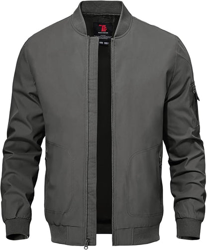 TBMPOY Men's Lightweight Bomber Jackets Light Windbreaker Casual Stylish Fall Golf Zip Up Dress Business Varsity