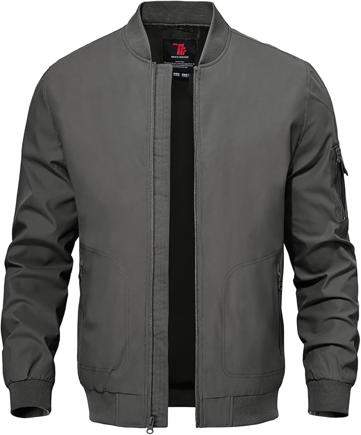 TBMPOY Men's Lightweight Bomber Jackets Light Windbreaker Casual Stylish Fall Golf Zip Up Dress Business Varsity