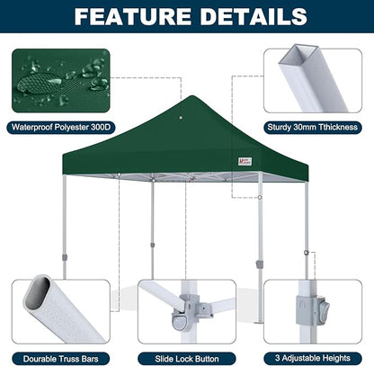 MASTERCANOPY Pop Up Canopy Tent Commercial Grade 10x10 Instant Shelter (Forest Green)