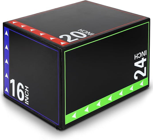 3-in-1 Plyometric Box Set (12/16/20/24/30") - High-Density EPE & Compressed Foam Jump Box for Home Gym, HIIT & CrossFit - Non-Slip Box Jumps, Step-Ups, Squats, Hip Thrusts