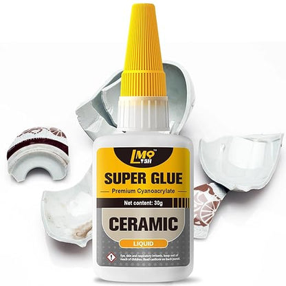 Super Glue for Ceramic, Thin Clear Liquid CA Glue for Pottery Porcelain, Fast Drying and Strong Bonding Superglue All Purpose Cyanoacrylate Adhesives for Ceramic Glass Metal Wood Leather Repairs