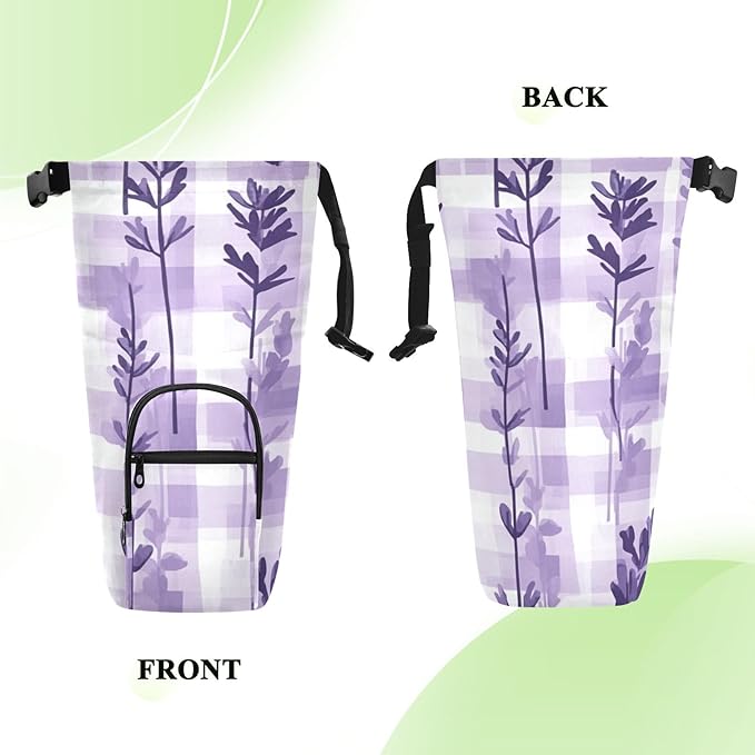 Lavender Flowers Palid Purple Water Bottle Holder with Strap Insulated Water Bottle Carrier Crossbody Bags Pouch with Phone Pocket for Travel Gym Hiking Walking Running