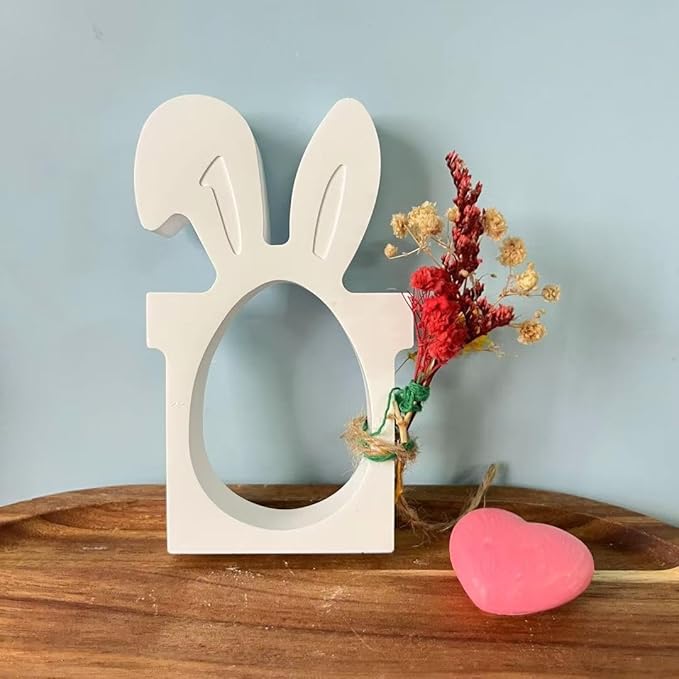 Hollow Easter Egg Silicone Mold with Bunny Ears - 3D Design for Chocolate, Plaster of Paris, Resin Crafts, Reusable DIY Mold for Holiday Tabletop Decor