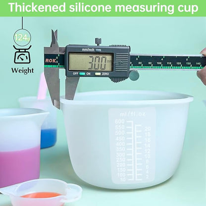 Silicone Measuring Cups for Resin Supplies - Kit With 600ml & 100ml Mixing Cups and Tools for Molds, Epoxy, Cooking, Casting Moulds, Jewelry Making