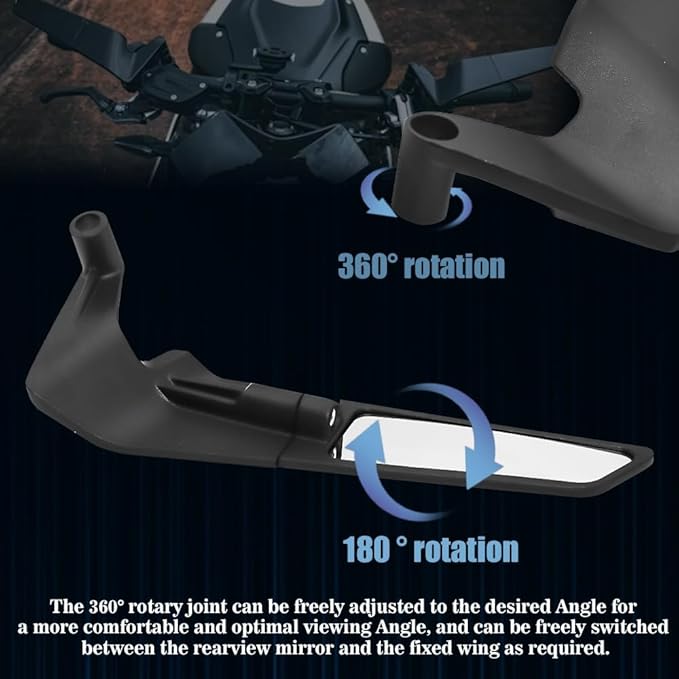 Rear View Mirror 10MM and 8MM Motorcycle Universal Adjustable Rotating Stealth Wind Wing Side Mirrors Fits for Kawasaki Z400 Z650 Z900 Z1000 fit for Duke 125 200 250 390 690 790 1290