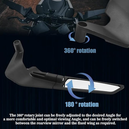 Rear View Mirror 10MM and 8MM Motorcycle Universal Adjustable Rotating Stealth Wind Wing Side Mirrors Fits for Kawasaki Z400 Z650 Z900 Z1000 fit for Duke 125 200 250 390 690 790 1290