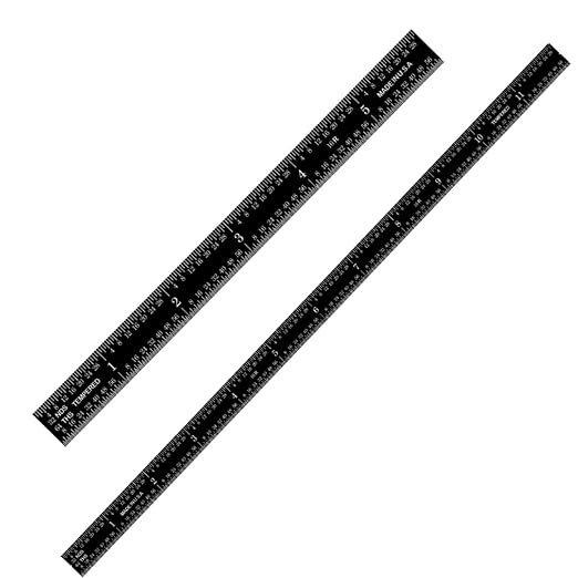 PEC Tools Stainless Steel Ruler Set(6"+12"), High-Contrast Machinist Ruler with Markings 1/32", 1/64", 1/50" and 1/100", Made in USA