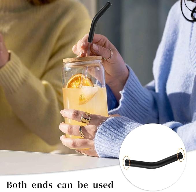 5 Pcs Black Straw Tips Reusable Silicone Covers Food Grade Rubber Straw Tips for Stainless Steel Metal Straws 0.31inch Wide