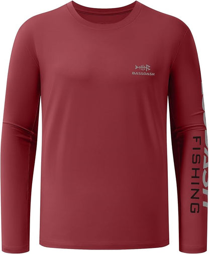 BASSDASH Fishing T Shirts for Men UV Sun Protection UPF 50+ Long Sleeve Tee T-Shirt
