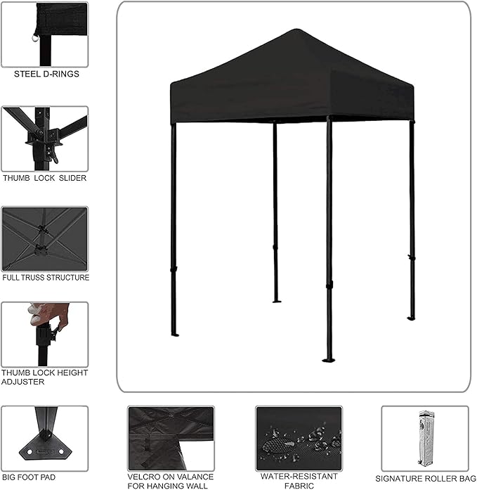 Eurmax USA 5'x5' Pop Up Canopy Tent Commercial Instant Canopies with Heavy Duty Roller Bag,Bonus 4 Sand Weights Bags (Burgundy)