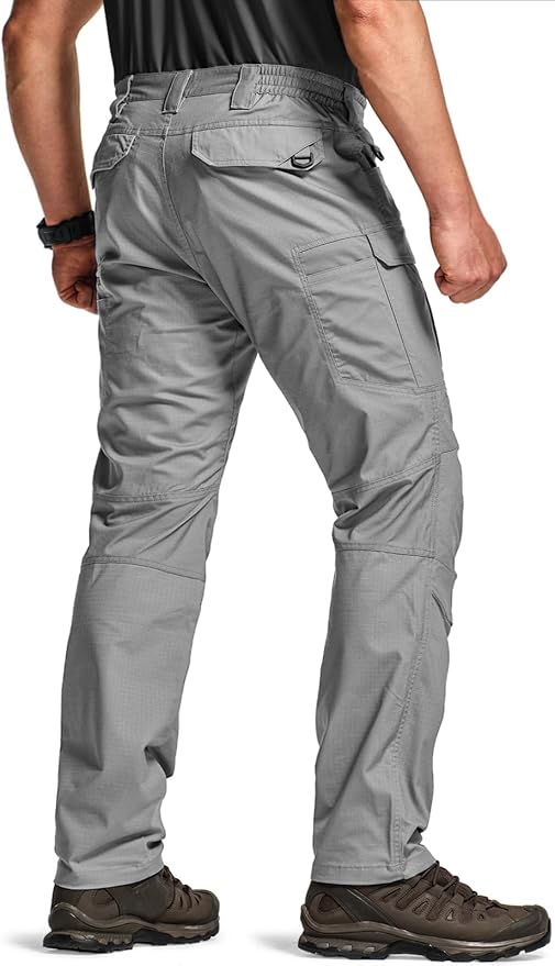 CQR Men's Flex Stretch Tactical Pants, Water Resistant Ripstop Cargo Pants, Lightweight EDC Outdoor Work Hiking Pants
