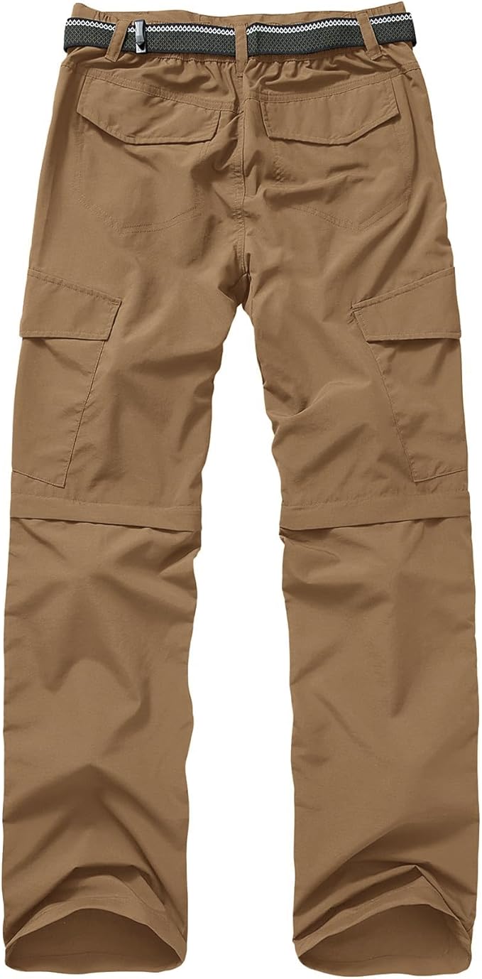 Mens Hiking Pants Quick Dry Lightweight Fishing Convertible Zip Off Safari Trousers