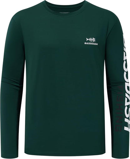 BASSDASH Fishing T Shirts for Men UV Sun Protection UPF 50+ Long Sleeve Tee T-Shirt