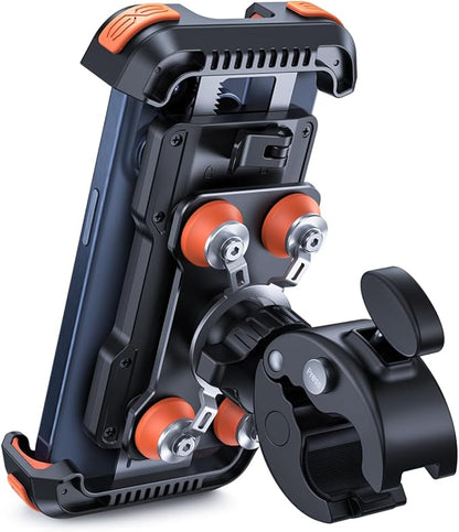 Lamicall Motorcycle Phone Mount Holder - [Dual Vibration Dampener] [Anti Shake] Motorcycle Cell Phone Holder, Upgrade Bike Phone Mount, Fit iPhone 16/15/14/13 Pro Max, 4.7-6.7" Phones, Orange