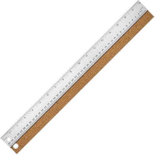 Metal Ruler with Cork Backing, 18 Inch Stainless Steel Rulers 18 inch Metal Ruler - Imperial and Metric - Non-Slip Prevent Ink Leakage - for School Office Engineering Tools
