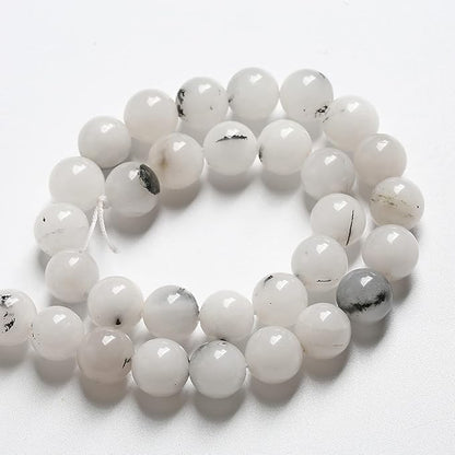 6MM 60PCS Natural Stone Ink Spots Jade Loose Beads for Jewelry Making DIY Bracelet Necklace