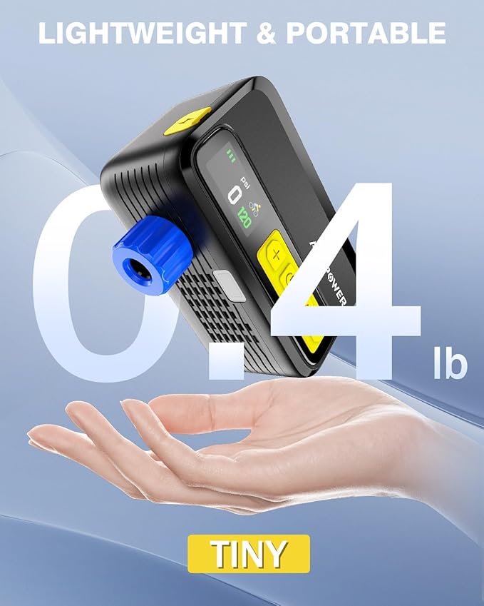 Auxpower 2026 Upgrade 1500mAh Bike Pump 120PSI Fast Inflation Electric Bike Tire Pump with Brushless Motor Mini Powerful Bike Pump 4 Preset Modes for All Bikes and Sport Balls