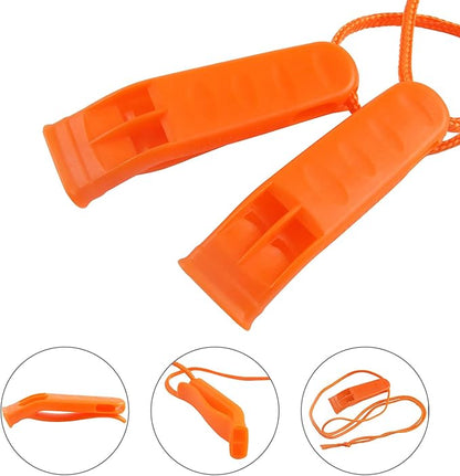 AUGSUN 40 Pcs Emergency Safety Whistle Plastic Whistles Set with Lanyard,Red and Orange