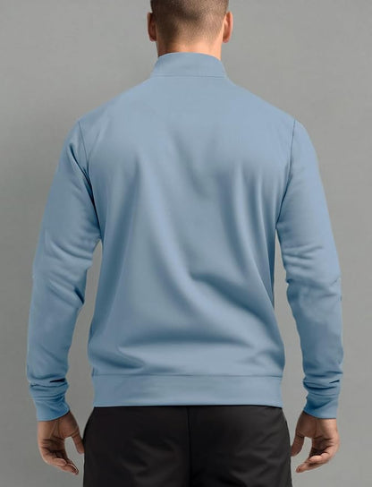 Zengjo Men's Track Jackets Full-Zip Athletic Jacket Sweatshirt Mock Neck with Zipper Pockets