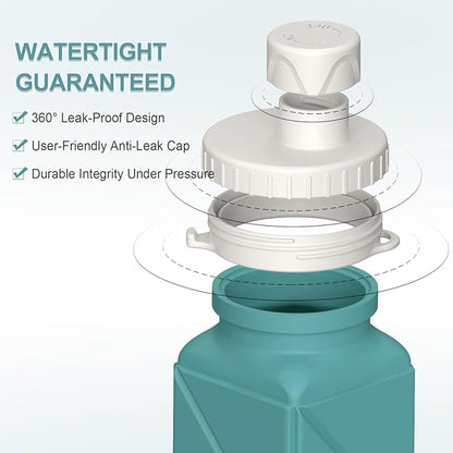 Collapsible Water Bottles 20.6oz, Silicone Foldable Portable Travel Water Bottle, BPA-Free, Leakproof Reusable for Traveling Camping Hiking Cycling Yoga Sports Outdoor, 1 Pack (Blue)