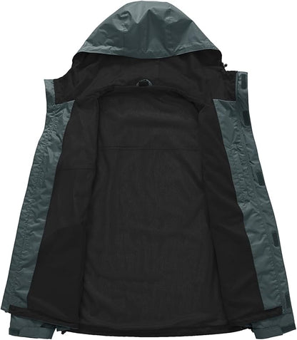 TBMPOY Men's Lightweight Rain Jackets Waterproof Raincoat with Hood Running Cycling Hiking Outdoor Windbreaker
