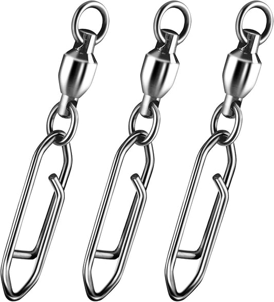 Alwonder 30-Pack Fishing Speed Clips Quick Change Snap Swivels, Ball Bearing Swivel Power Clips Fishing Snap Swivels Freshwater Saltwater Crankbait Popper Lures Quick Snaps Connectors Tackle