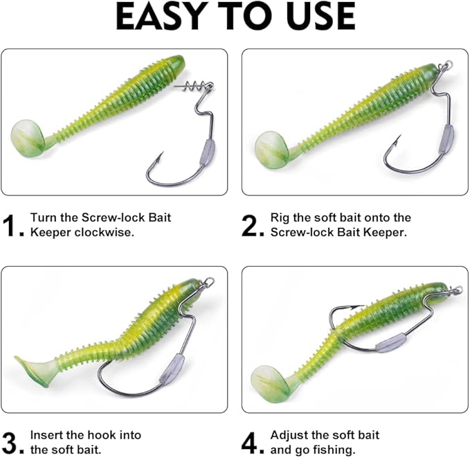 Fishing Hooks for Bass Fishing - 100pcs EWG Offset Worm Hook Texas Rig Hooks for Freshwater Saltwater Size 1/0 2/0 3/0 4/0 5/0 - Soft Lures Worms Plastics Bait Fishing Hook with Tackle Box