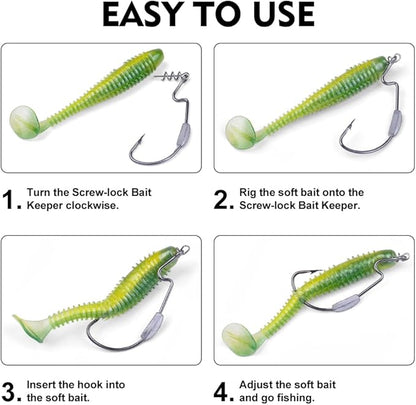 Fishing Hooks for Bass Fishing - 100pcs EWG Offset Worm Hook Texas Rig Hooks for Freshwater Saltwater Size 1/0 2/0 3/0 4/0 5/0 - Soft Lures Worms Plastics Bait Fishing Hook with Tackle Box