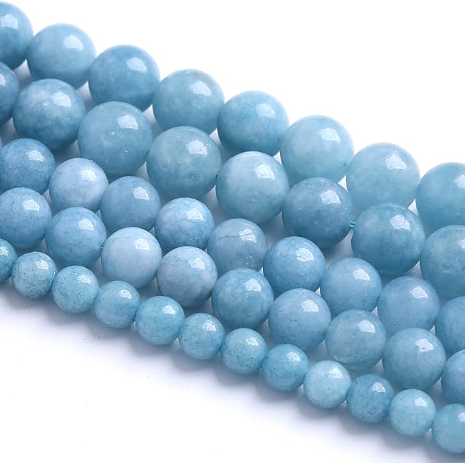 10MM 38PCS Blue Aquamarine Jade Loose Beads for Jewelry Making DIY Bracelet
