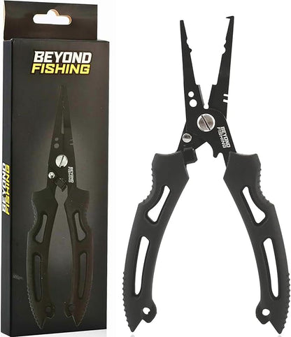 Beyond Fishing QuickRig Fishing Pliers – Multifunction Stainless Steel Split Ring Pliers for Fishing with Line Cutter & Crimper – Corrosion Resistant & Spring Loaded Design
