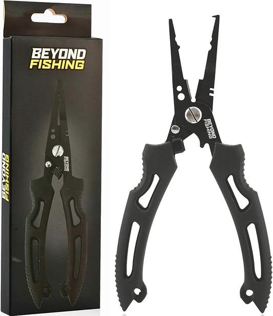Beyond Fishing QuickRig Fishing Pliers – Multifunction Stainless Steel Split Ring Pliers for Fishing with Line Cutter & Crimper – Corrosion Resistant & Spring Loaded Design